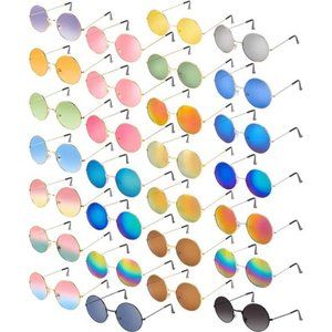 28 Pairs Round Hippie Sunglasses Colored Disco Glasses 70s Outfits Groovy Party
